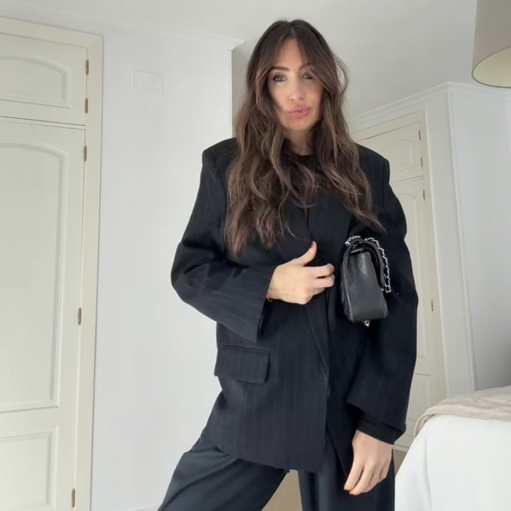 ZARA PINSTRIPE OVERSIZED BLAZER WITH POCKETS SIZE M - Picture 12 of 14